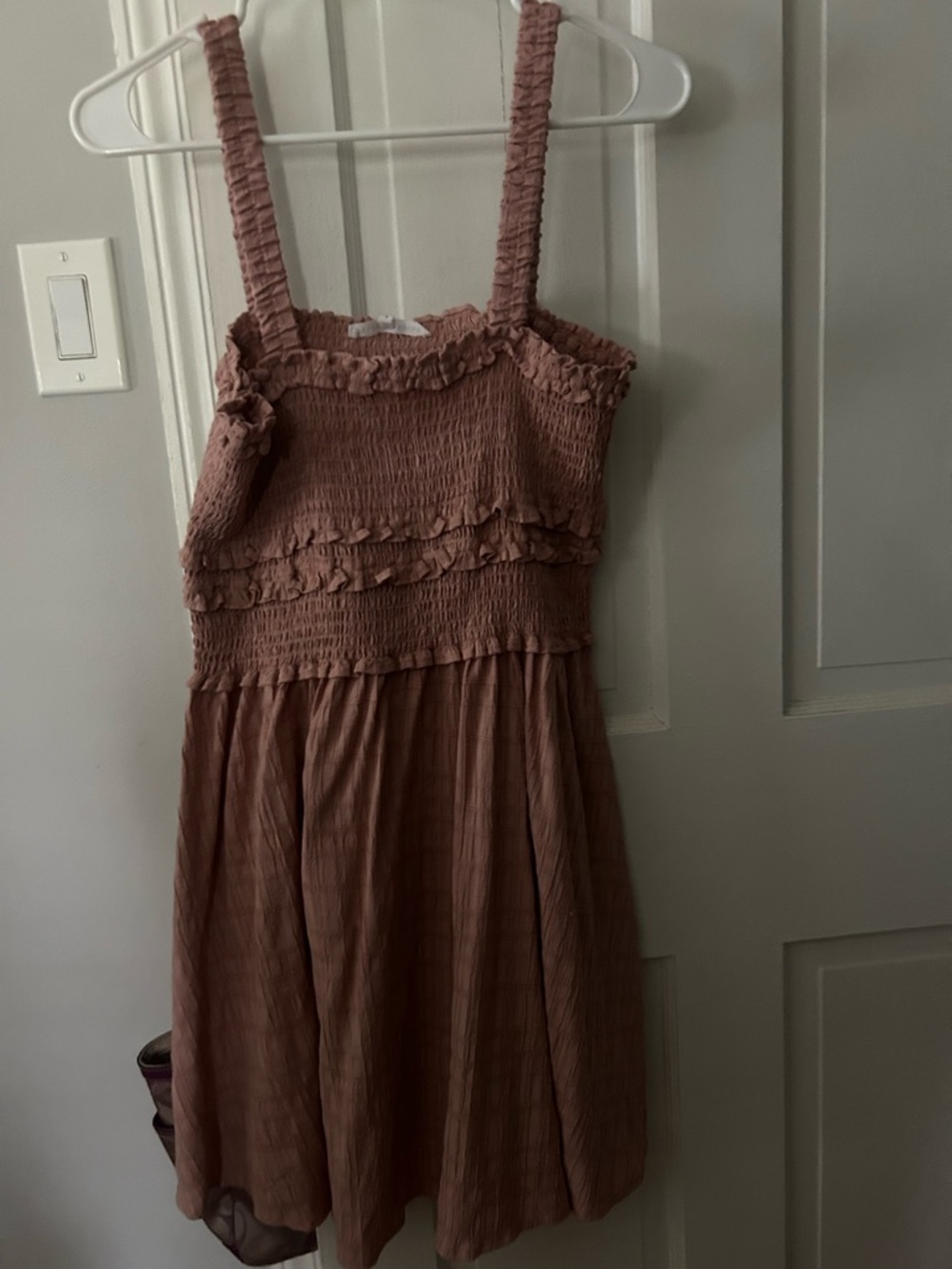 Celebrity Pink Mauve Smocked Ruffle Mini Dress